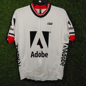 DNA Cycling Adobe Cycling Jersey Mens Large White Red‎ Short Sleeve